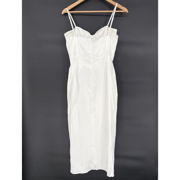 NWT Lulus Womens Bow Front Midi Dress M White Graduation Bachelorette LWD Bridal - Picture 2 of 11